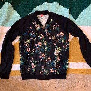 Guess Bomber Jacket | Black Patterned Floral